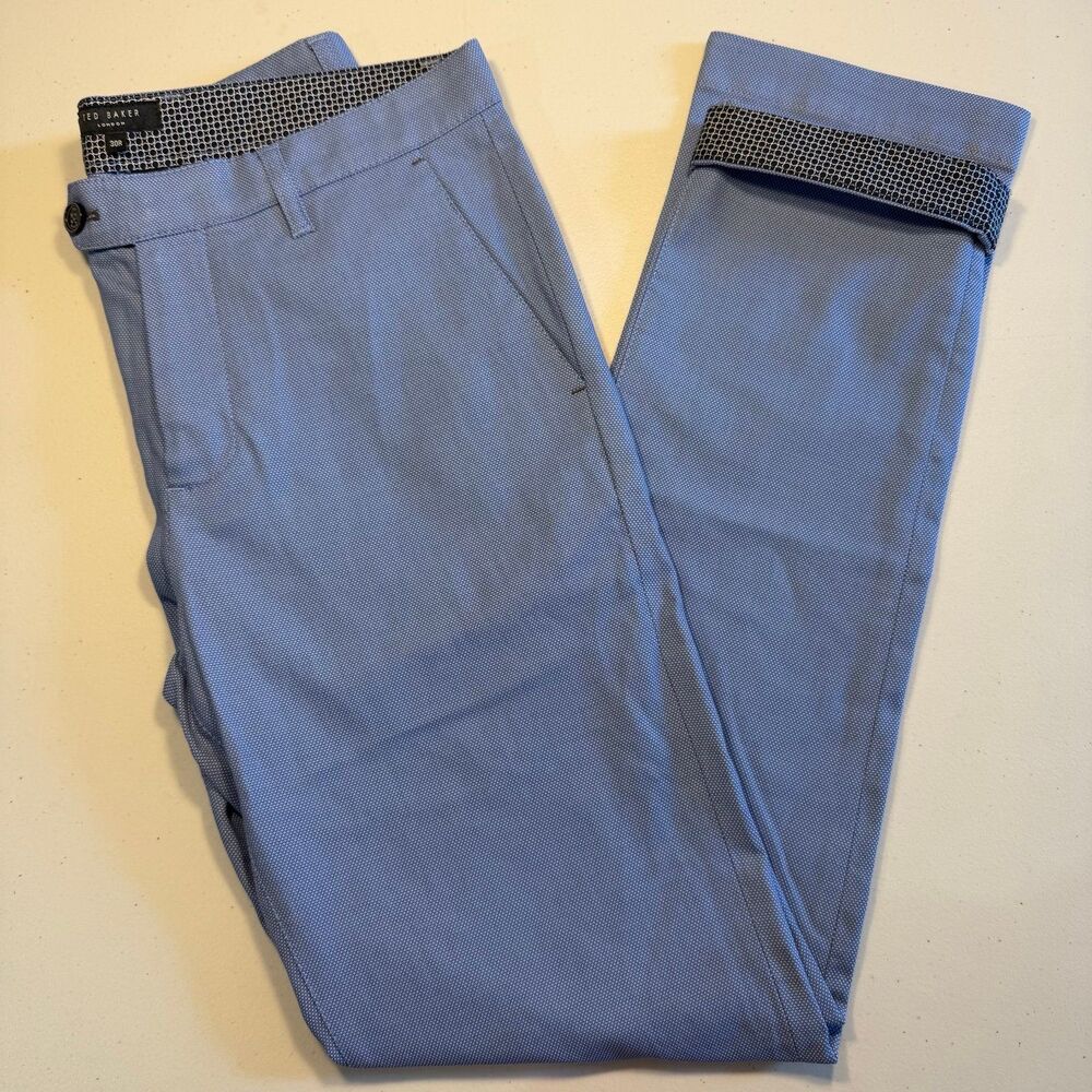 Ted Baker London Men’s Pants Penguin Semi Plain Trouser Slacks Blue, Size 30
